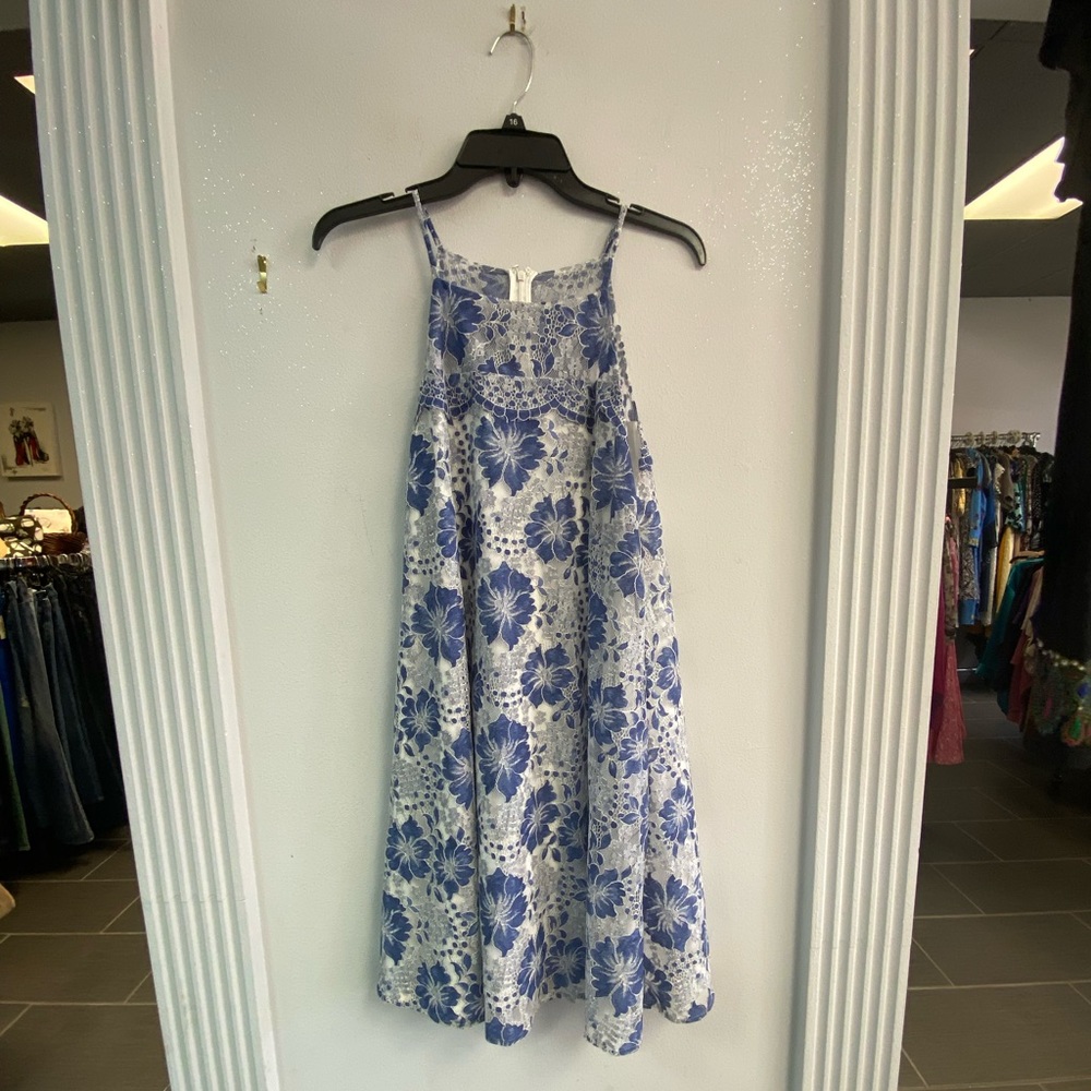 Belle Badgley Mischka High Neck Lace Dress
